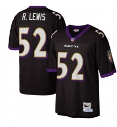 Men Ravens 52 R.LEWIS Black Throwback Jersey