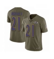 Mens Baltimore Ravens 21 Mark Ingram II Limited Olive 2017 Salute to Service Football Jersey