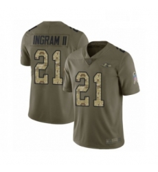 Mens Baltimore Ravens 21 Mark Ingram II Limited Olive Camo Salute to Service Football Jersey