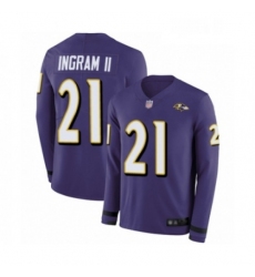 Mens Baltimore Ravens 21 Mark Ingram II Limited Purple Therma Long Sleeve Football Jersey