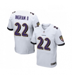 Mens Baltimore Ravens 22 Mark Ingram II Elite White Football Jersey