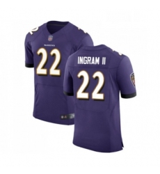 Mens Baltimore Ravens 22 Mark Ingram II Purple Team Color Vapor Untouchable Elite Player Football Jersey