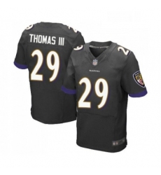 Mens Baltimore Ravens 29 Earl Thomas III Elite Black Alternate Football Jersey