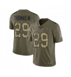 Mens Baltimore Ravens 29 Earl Thomas III Limited Olive Camo Salute to Service Football Jersey