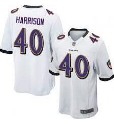 Men's Baltimore Ravens Malik Harrison 40 Nike White Vapor Limited Jersey