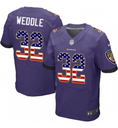 Mens Nike Baltimore Ravens 32 Eric Weddle Elite Purple Home USA Flag Fashion NFL Jersey