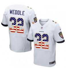 Mens Nike Baltimore Ravens 32 Eric Weddle Elite White Road USA Flag Fashion NFL Jersey