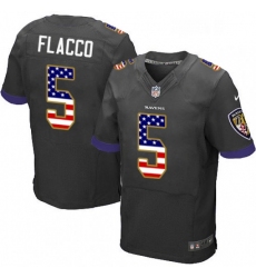 Mens Nike Baltimore Ravens 5 Joe Flacco Elite Black Alternate USA Flag Fashion NFL Jersey