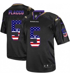 Mens Nike Baltimore Ravens 5 Joe Flacco Elite Black USA Flag Fashion NFL Jersey