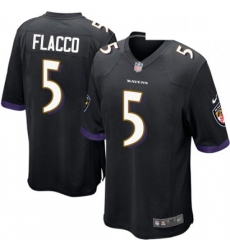 Mens Nike Baltimore Ravens 5 Joe Flacco Game Black Alternate NFL Jersey