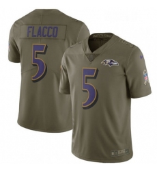Mens Nike Baltimore Ravens 5 Joe Flacco Limited Olive 2017 Salute to Service NFL Jersey