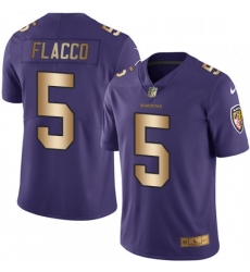 Mens Nike Baltimore Ravens 5 Joe Flacco Limited PurpleGold Rush Vapor Untouchable NFL Jersey