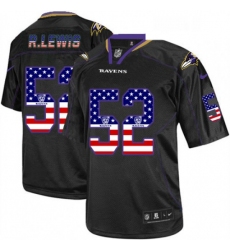 Mens Nike Baltimore Ravens 52 Ray Lewis Elite Black USA Flag Fashion NFL Jersey