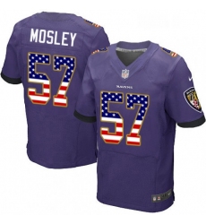 Mens Nike Baltimore Ravens 57 CJ Mosley Elite Purple Home USA Flag Fashion NFL Jersey