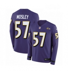 Mens Nike Baltimore Ravens 57 CJ Mosley Limited Purple Therma Long Sleeve NFL Jersey
