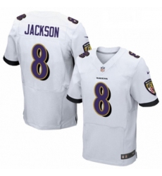 Mens Nike Baltimore Ravens 8 Lamar Jackson Elite White NFL Jersey