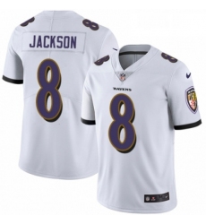 Mens Nike Baltimore Ravens 8 Lamar Jackson White Vapor Untouchable Limited Player NFL Jersey