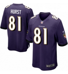 Mens Nike Baltimore Ravens 81 Hayden Hurst Game Purple Team Color NFL Jersey