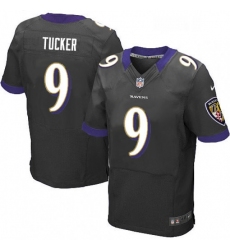 Mens Nike Baltimore Ravens 9 Justin Tucker Elite Black Alternate NFL Jersey