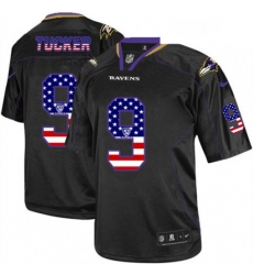Mens Nike Baltimore Ravens 9 Justin Tucker Elite Black USA Flag Fashion NFL Jersey