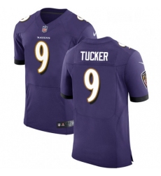 Mens Nike Baltimore Ravens 9 Justin Tucker Elite Purple Team Color NFL Jersey