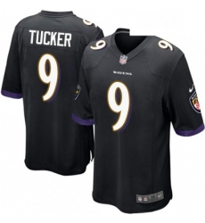 Mens Nike Baltimore Ravens 9 Justin Tucker Game Black Alternate NFL Jersey