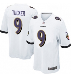Mens Nike Baltimore Ravens 9 Justin Tucker Game White NFL Jersey