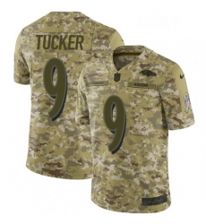 Mens Nike Baltimore Ravens 9 Justin Tucker Limited Camo 2018 Salute to Service NFL Jersey