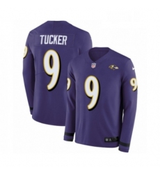 Mens Nike Baltimore Ravens 9 Justin Tucker Limited Purple Therma Long Sleeve NFL Jersey