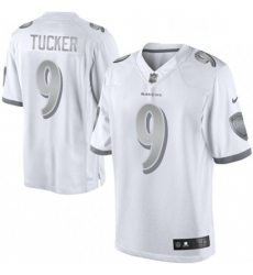 Mens Nike Baltimore Ravens 9 Justin Tucker Limited White Platinum NFL Jersey