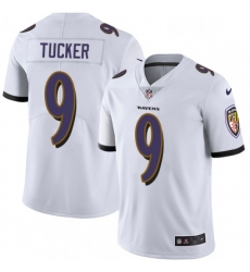 Mens Nike Baltimore Ravens 9 Justin Tucker White Vapor Untouchable Limited Player NFL Jersey