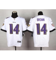 Nike Baltimore Ravens 14 Marlon Brown White Elite NFL Jersey