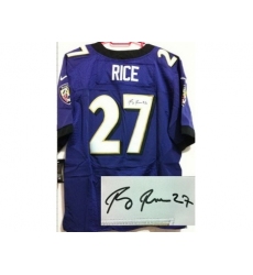 Nike Baltimore Ravens 27 Ray Rice Purple Elite Signed NFL Jersey