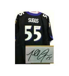 Nike Baltimore Ravens 55 Terrell Suggs Black Elite Signed NFL Jersey