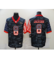 Nike Baltimore Ravens 8 Lamar Jackson Black Camo USA Flag Limited Jersey