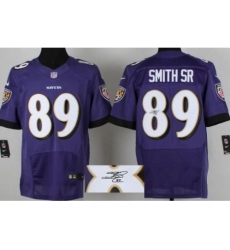 Nike Baltimore Ravens 89 Steve Smith Sr Purple Signed Elite NFL Jersey