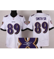 Nike Baltimore Ravens 89 Steve Smith Sr White Elite Signed NFL Jersey