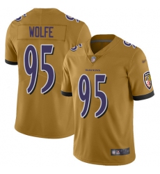 Nike Baltimore Ravens 95 Derek Wolfe Gold Men Stitched NFL Limited Inverted Legend Jersey