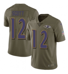 Nike Ravens #12 Jaleel Scott Olive Mens Stitched NFL Limited 2017 Salute To Service Jersey