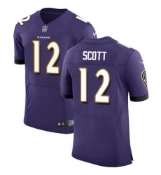 Nike Ravens #12 Jaleel Scott Purple Team Color Mens Stitched NFL Vapor Untouchable Elite Jersey