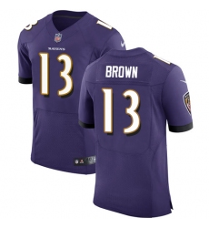 Nike Ravens #13 John Brown Purple Team Color Mens Stitched NFL Vapor Untouchable Elite Jersey