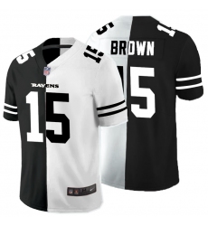 Nike Ravens 15 Marquise Brown Black And White Split Vapor Untouchable Limited Jersey (1)