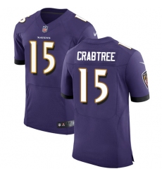 Nike Ravens #15 Michael Crabtree Purple Team Color Mens Stitched NFL Vapor Untouchable Elite Jersey