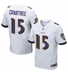 Nike Ravens #15 Michael Crabtree White Mens Stitched NFL New Elite Jersey