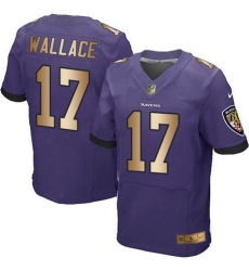 Nike Ravens #17 Mike Wallace Purple Team Color Mens Stitched NFL New Elite Gold Jersey