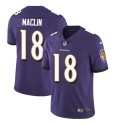 Nike Ravens #18 Jeremy Maclin Purple Team Color Mens Stitched NFL Vapor Untouchable Limited Jersey