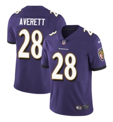 Nike Ravens #28 Anthony Averett Purple Team Color Mens Stitched NFL Vapor Untouchable Limited Jersey