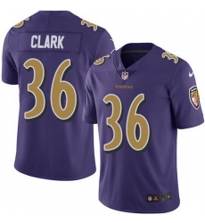 Nike Ravens 36 Chuck Clark Purple Men Stitched NFL Limited Rush Jersey