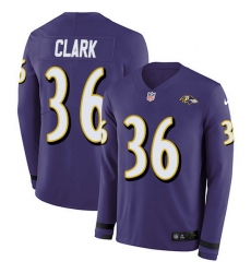 Nike Ravens 36 Chuck Clark Purple Team Color Men Stitched NFL Limited Therma Long Sleeve Jersey