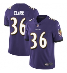 Nike Ravens 36 Chuck Clark Purple Team Color Men Stitched NFL Vapor Untouchable Limited Jersey